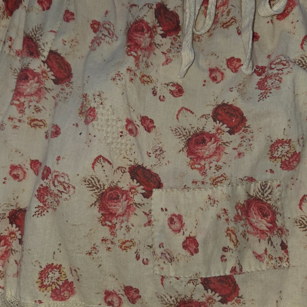 Magnolia Pearl Cotton Rose Print Ivory Ruffled Pin Tucked Skirt OS - Picture 6 of 10